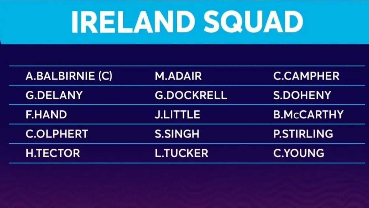 ireland world cup squad 2022